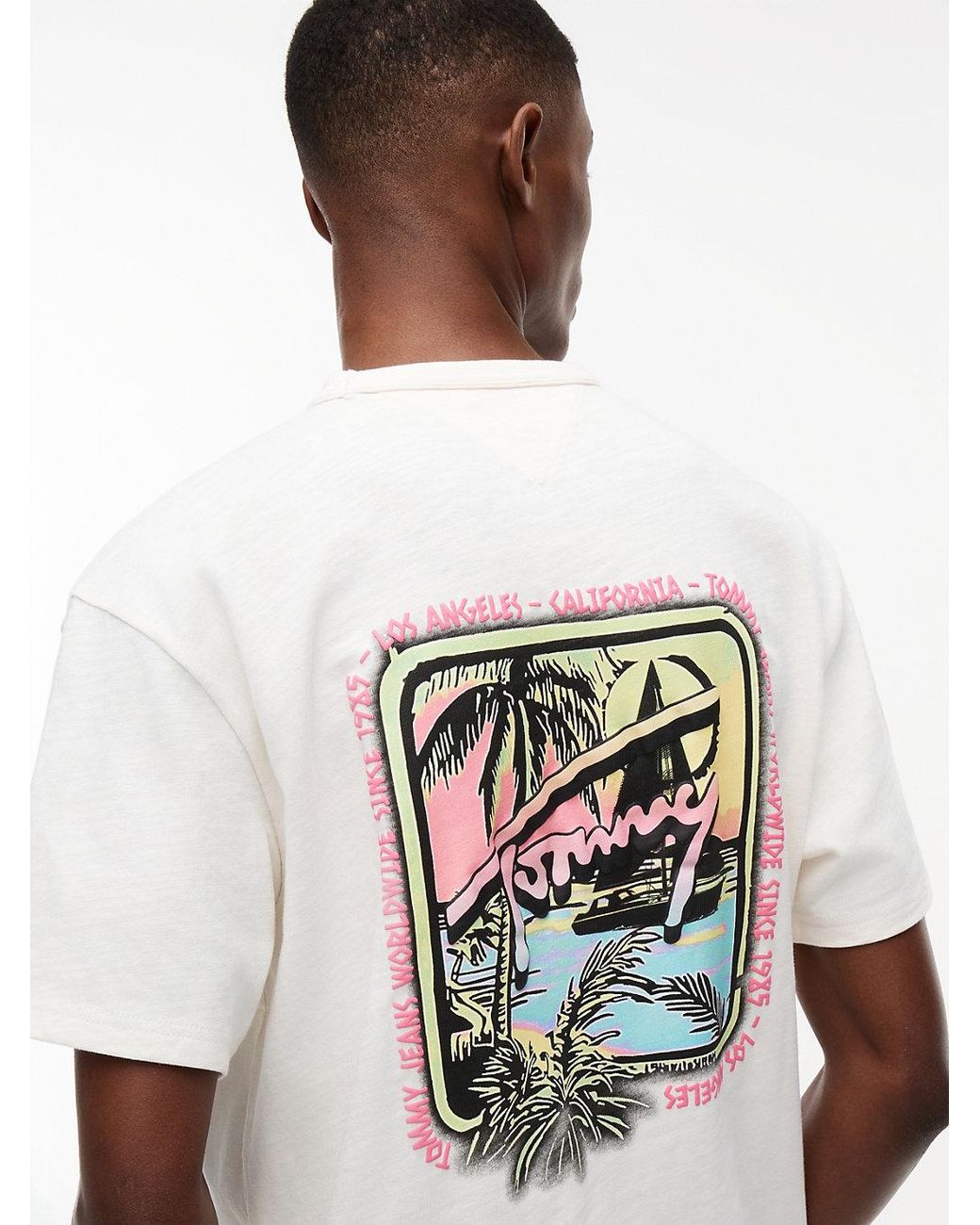 Tommy Hilfiger White Back Graphic Textured Relaxed T-Shirt for men