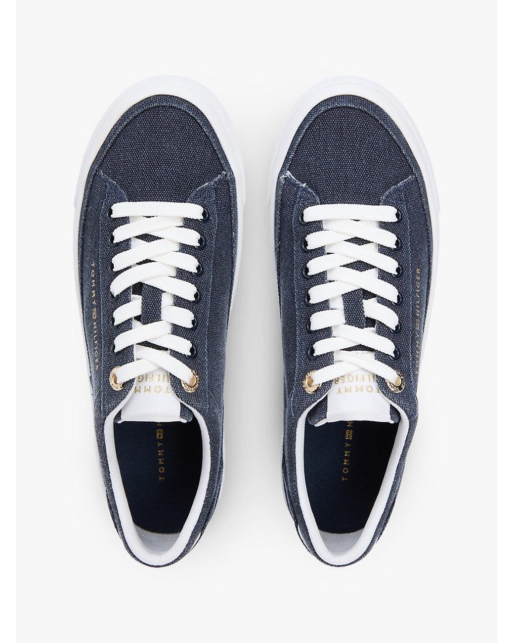 Tommy Hilfiger White Washed Canvas Platform Trainers