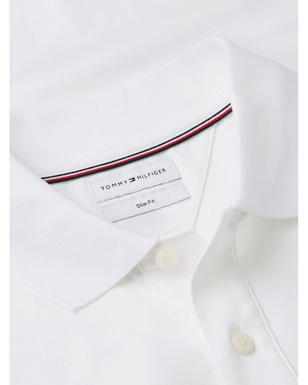 Tommy Hilfiger White Slim Fit Fluid Cotton Polo Shirt for men