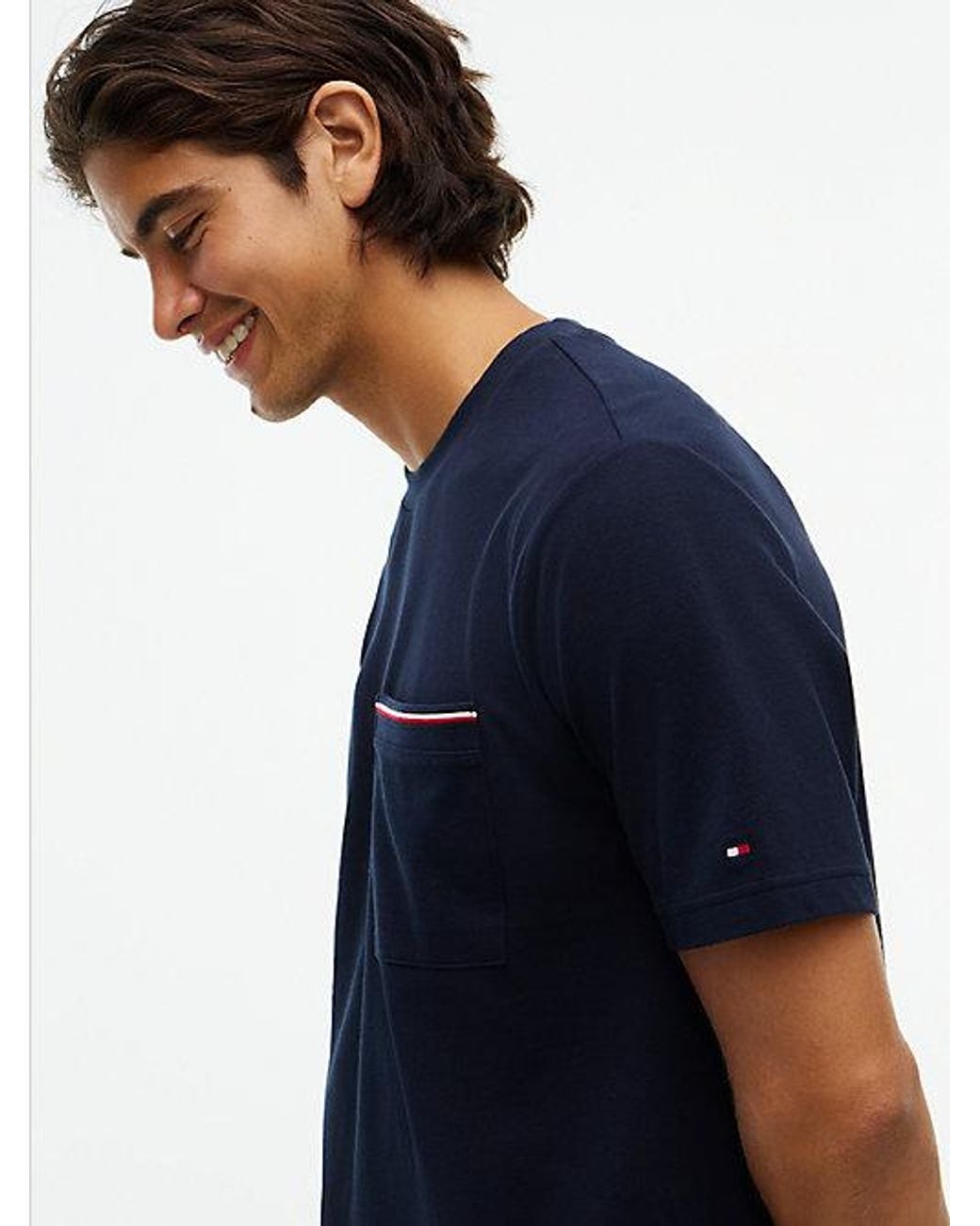 Tommy Hilfiger Blue Global Stripe Pocket Pique T-Shirt for men