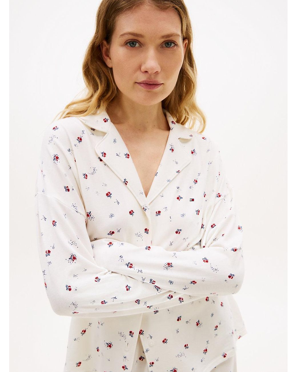Tommy Hilfiger White Essential Print Pyjama Shirt