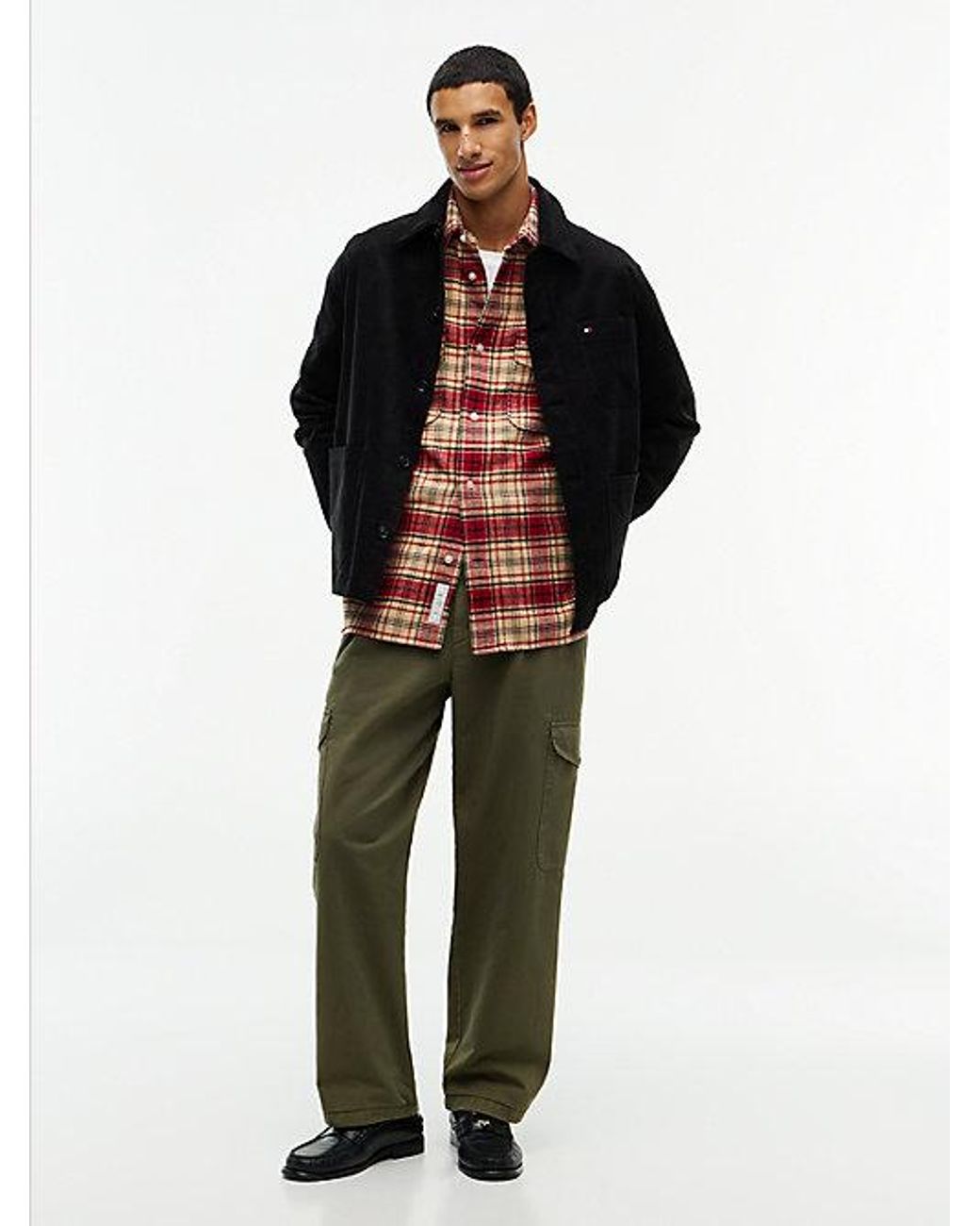 Tommy Hilfiger Red Relaxed Fit Corduroy Chore Shirt Jacket for men