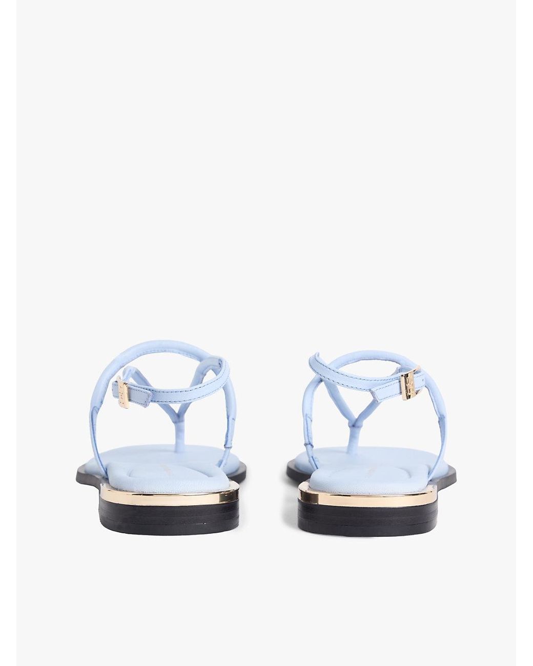 Tommy Hilfiger White Leather Th Monogram-Tone Heel Sandals