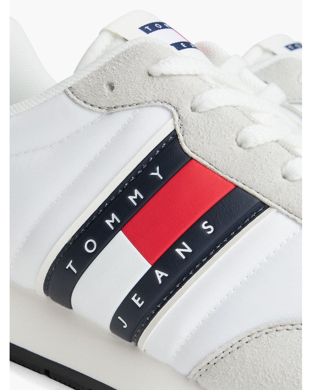 Tommy Hilfiger White Logo Mixed Texture Trainers for men
