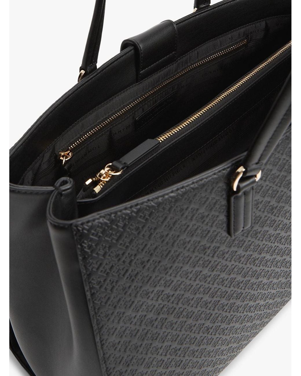 Tommy Hilfiger Black Embossed Th Monogram Tote Bag