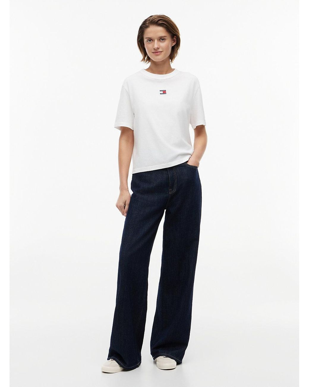Tommy Hilfiger White Tommy Badge Boxy Crew Neck T-Shirt