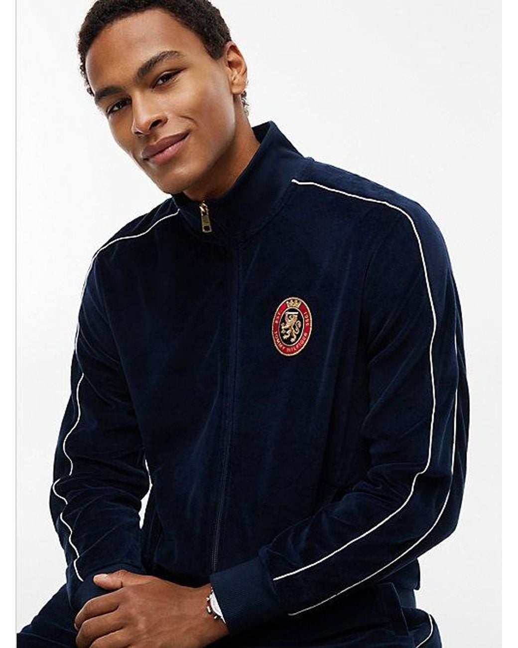 Tommy Hilfiger Blue Crest Velour Track Top for men