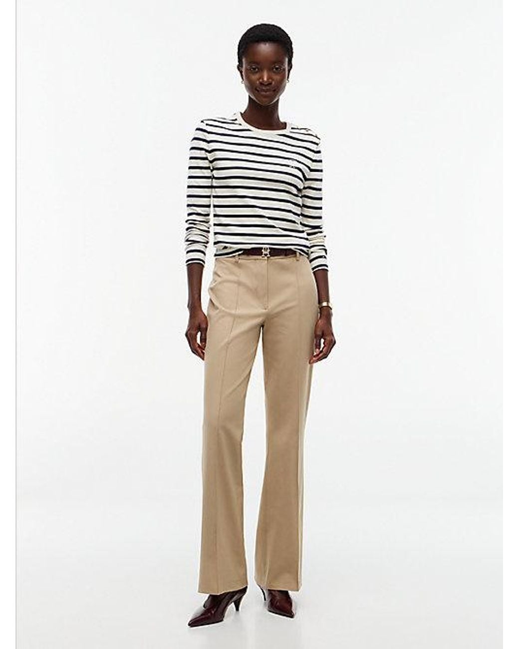 Tommy Hilfiger White Tone Button Slim Long Sleeve T-Shirt