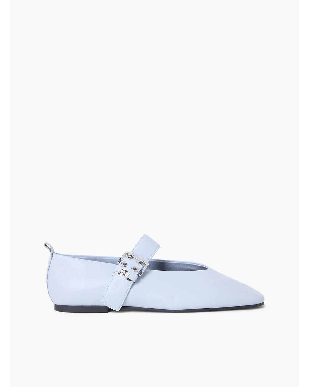 Tommy Hilfiger White Leather Buckle Ballerinas