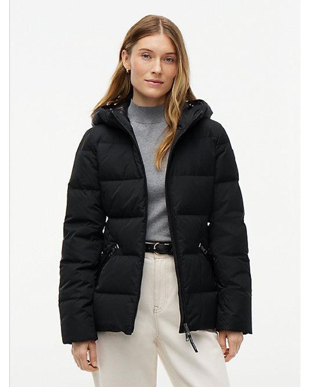 Tommy Hilfiger Black Slim Down Hooded Jacket