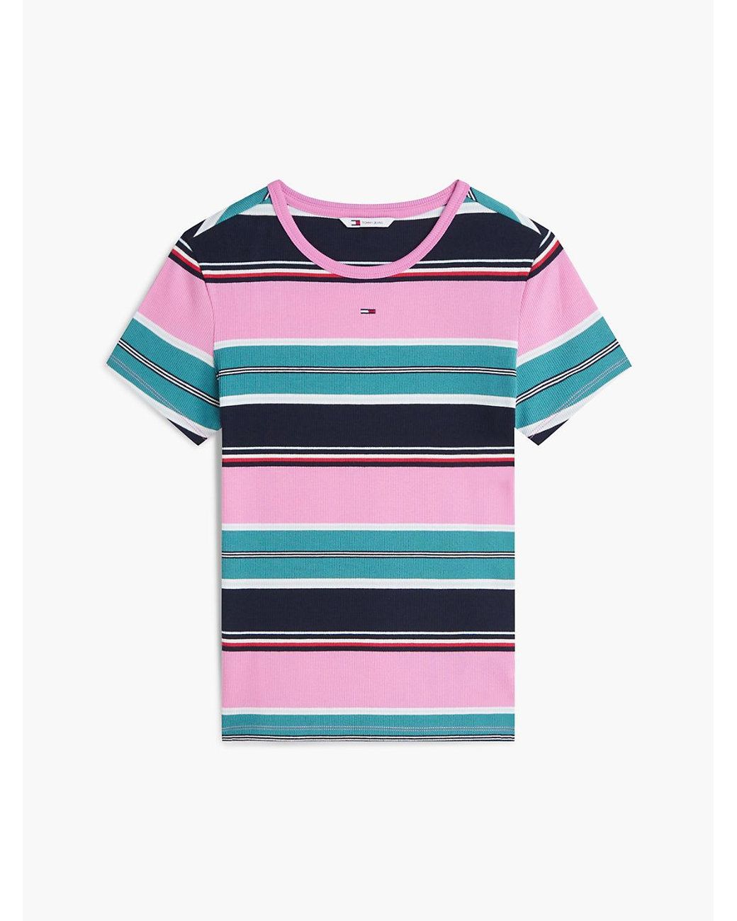 Tommy Hilfiger Blue Ribbed Slim Crew Neck T-Shirt