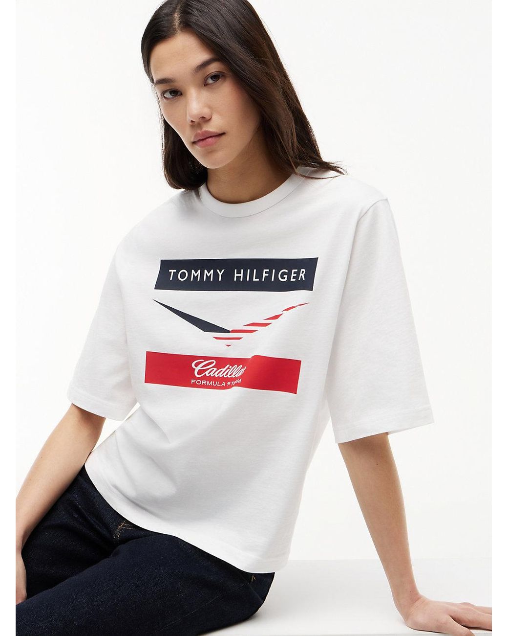Tommy Hilfiger White Th X Cadillac Formula 1 Team Chevron T-Shirt