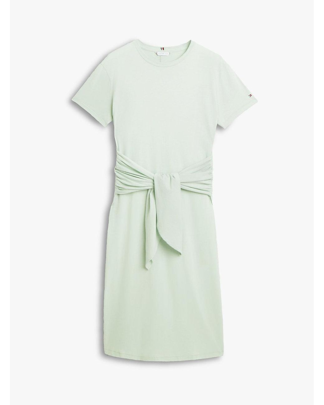Tommy Hilfiger Green Textured Knot Relaxed Midi T-Shirt Dress