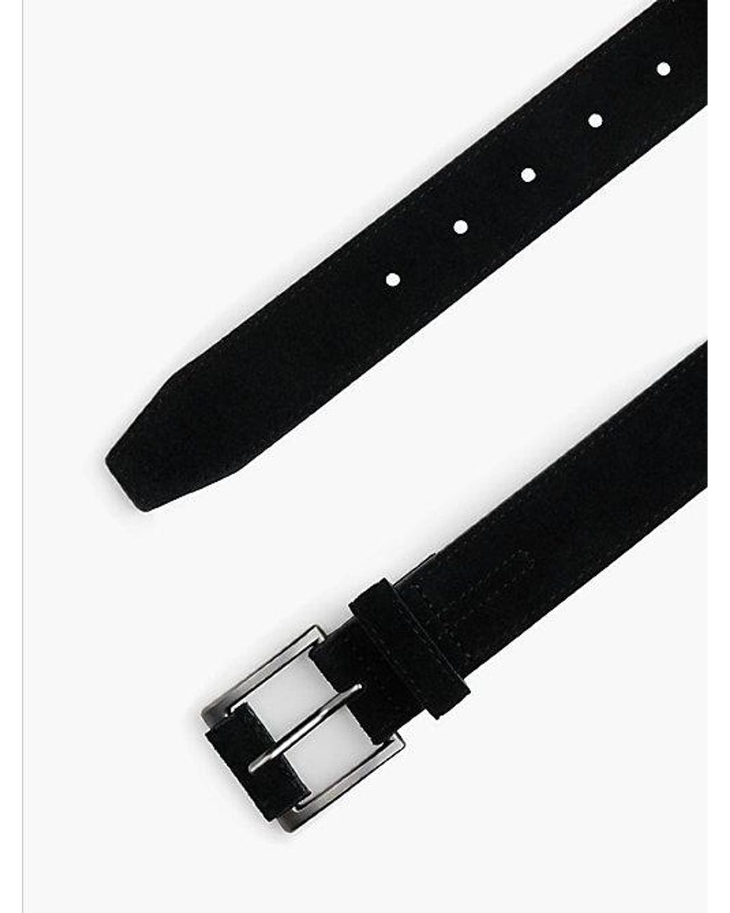 Tommy Hilfiger Blue Suede Enamel Flag Rectangular Buckle Belt for men