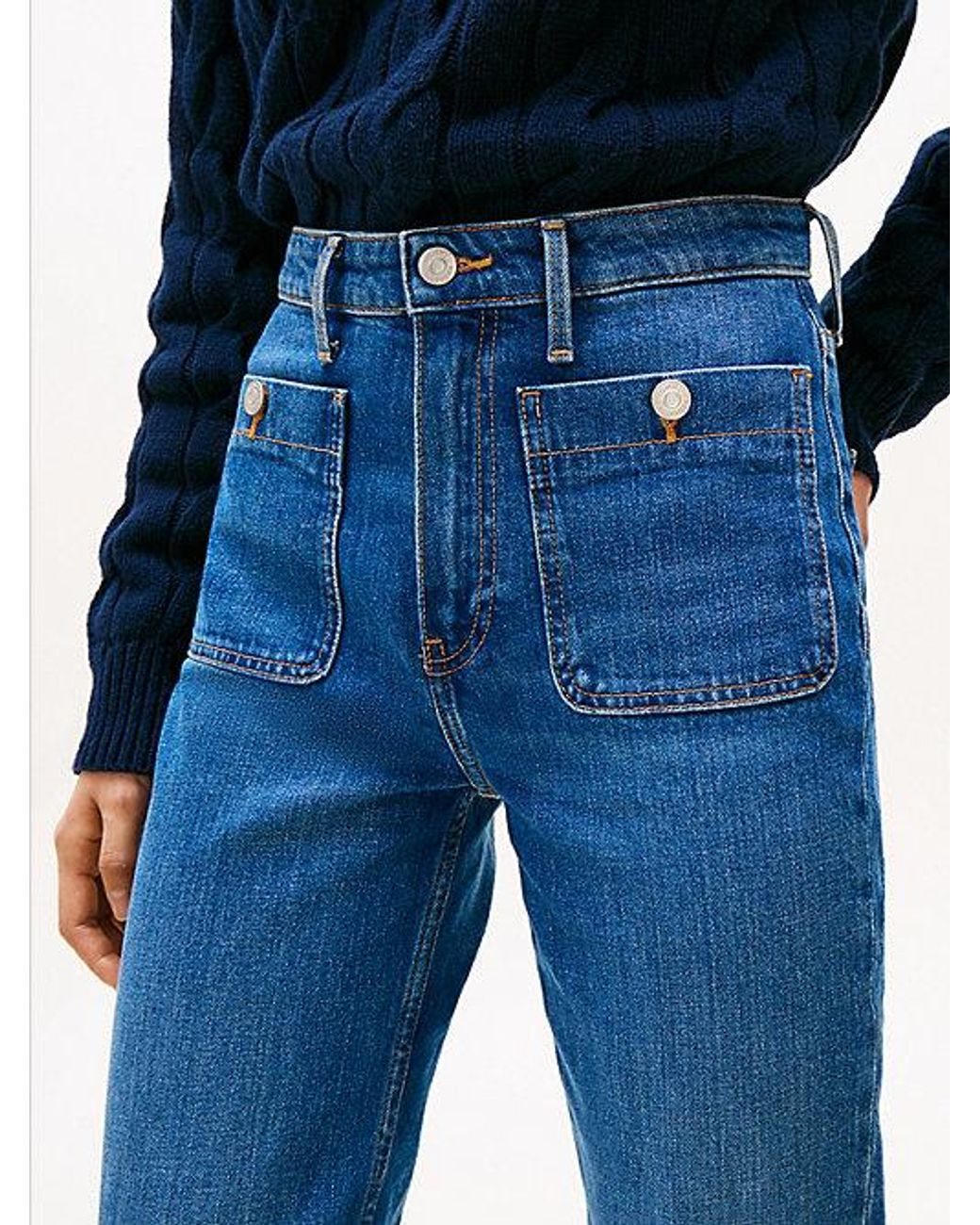 Tommy Hilfiger Blue Patch Pocket High Rise Bootcut Jeans