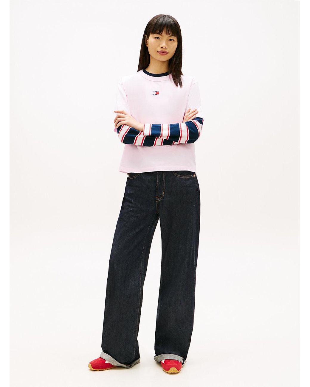 Tommy Hilfiger White Tommy Badge Boxy Crew Neck T-Shirt