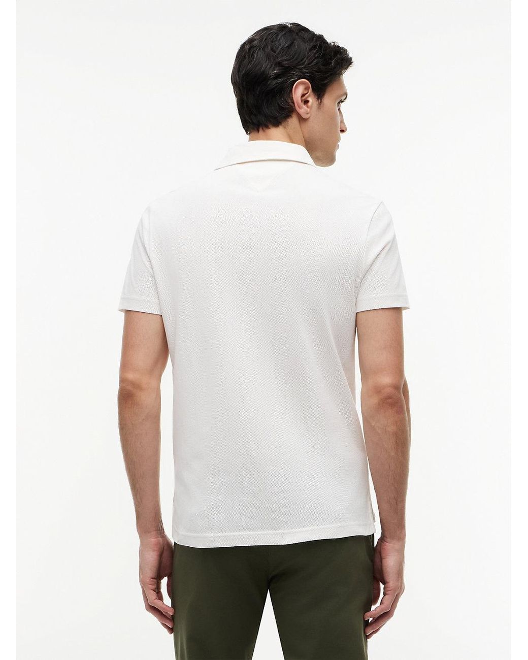 Tommy Hilfiger White Regular Fit Mesh Jersey Polo Shirt for men