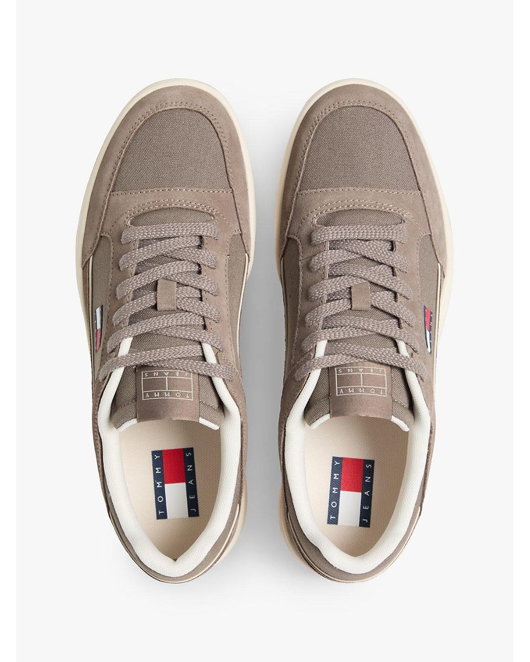 Tommy Hilfiger White Canvas Leather Cupsole Trainers for men