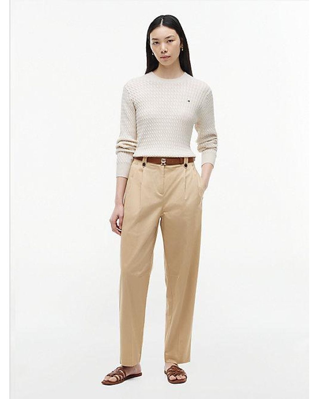 Tommy Hilfiger Natural Fine Cable Knit Slim Jumper