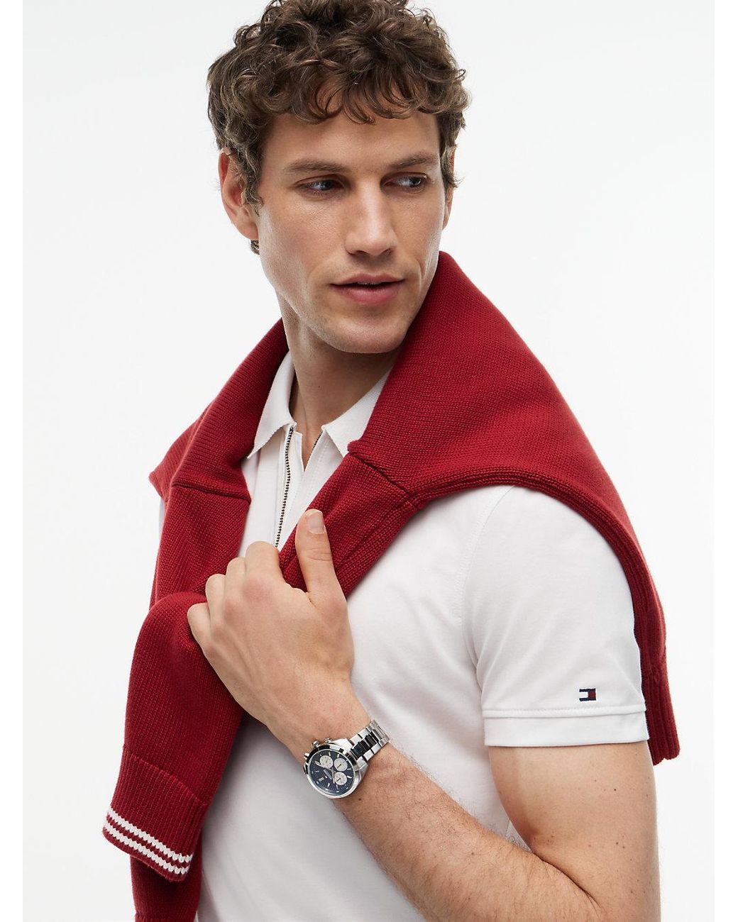 Tommy Hilfiger White New York Label Performance Regular Fit Polo Shirt for men