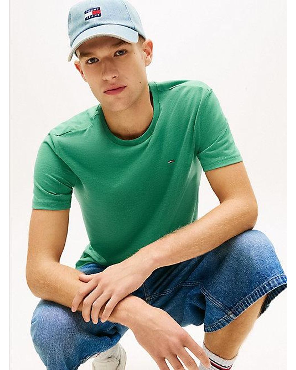 Tommy Hilfiger Green Tommy Flag Extra Slim Jersey T-Shirt for men