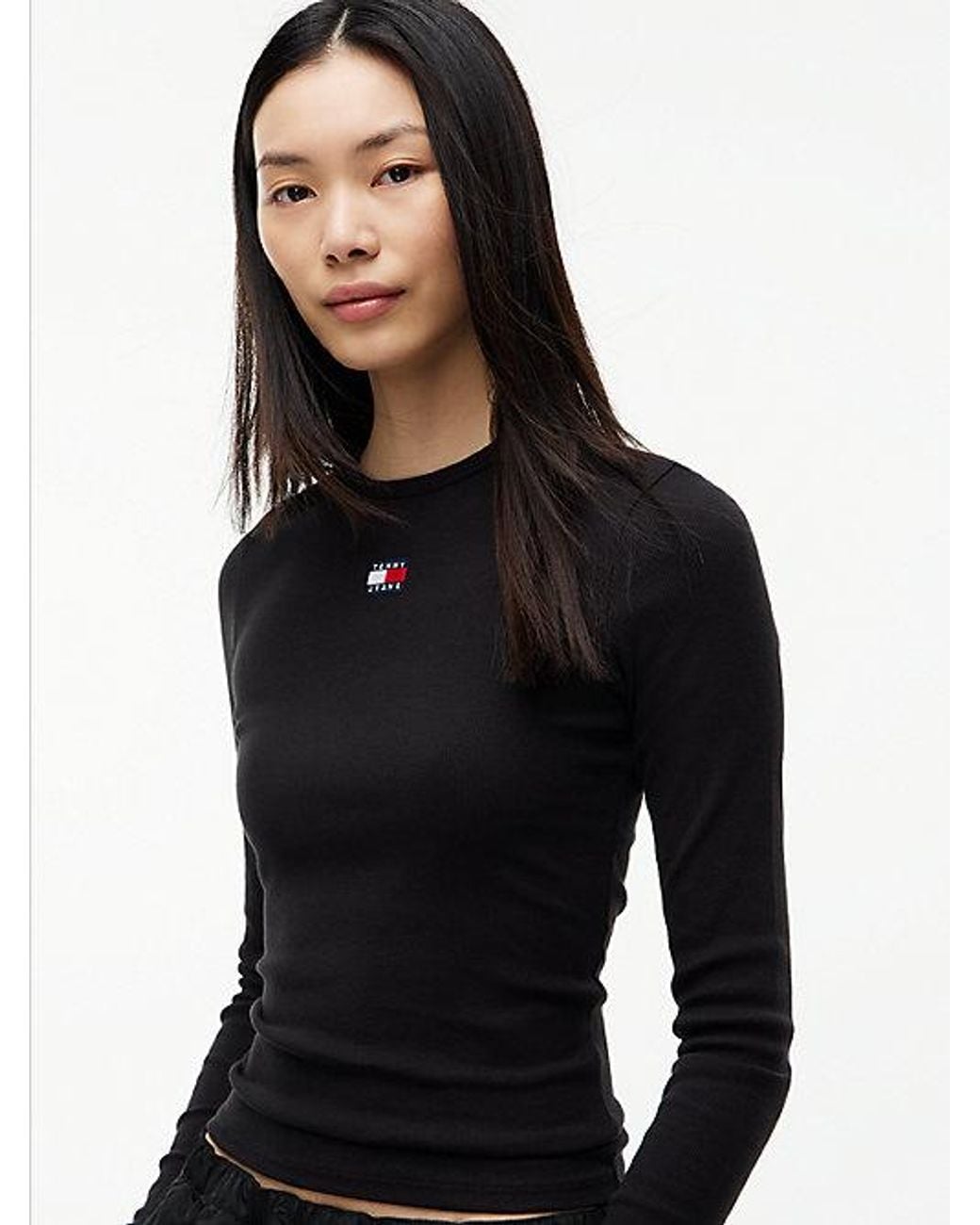 Tommy Hilfiger Black Tommy Jeans Tommy Badge Slim Long Sleeve T-Shirt