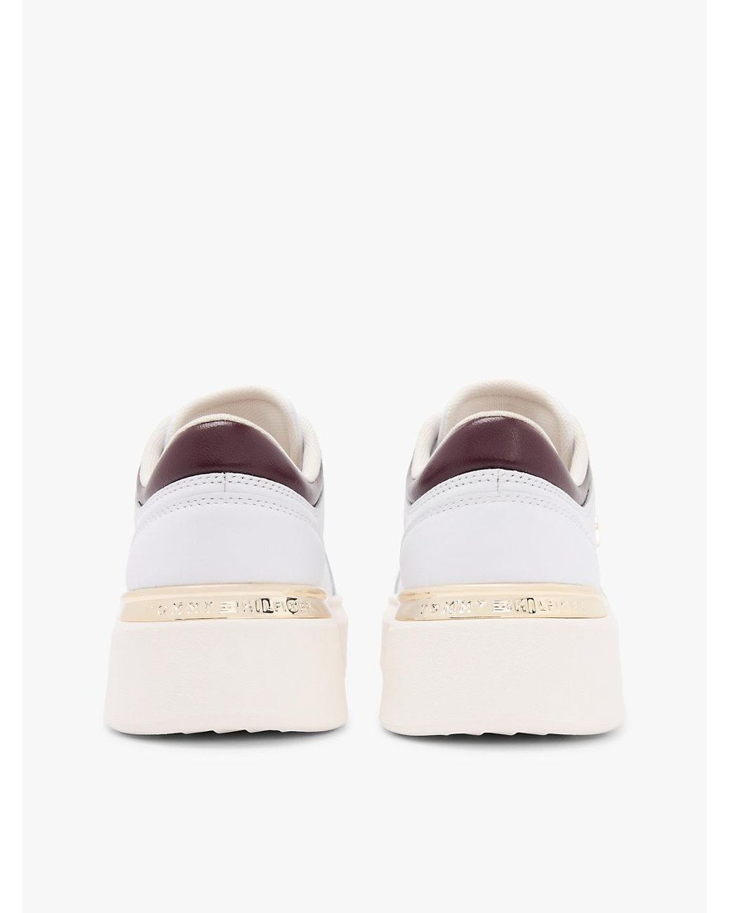 Tommy Hilfiger White Metallic Heel Leather Platform Trainers