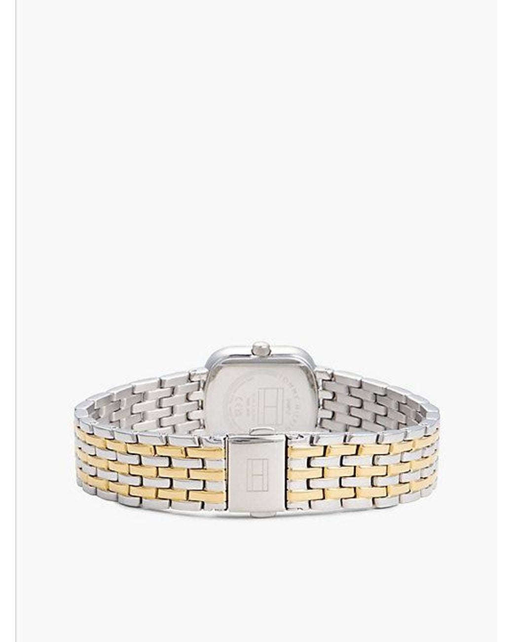 Tommy Hilfiger Metallic Crystal Bezel Two Tone Rectangular Dial Watch