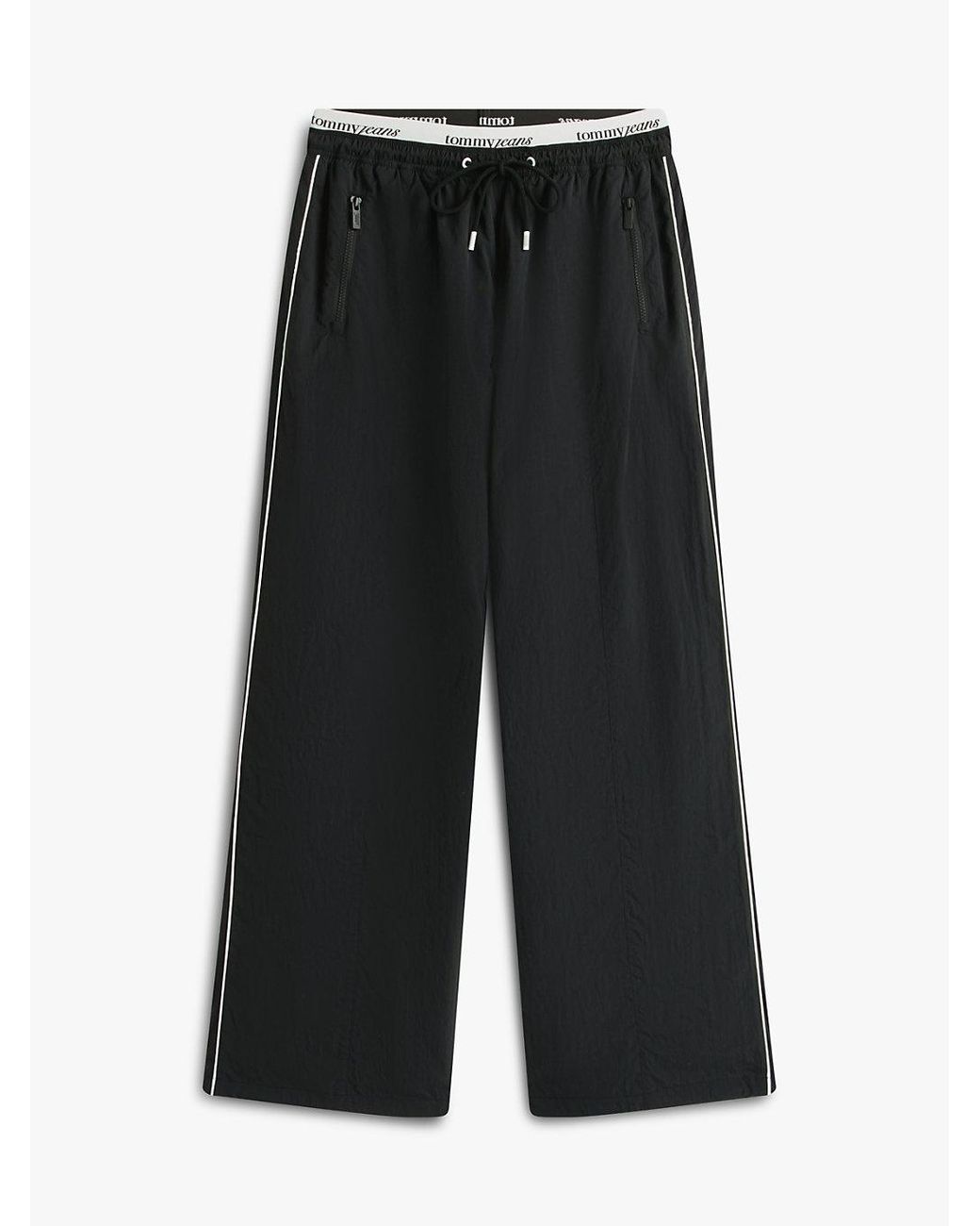Tommy Hilfiger Black Repeat Logo Tape Wide Leg Joggers