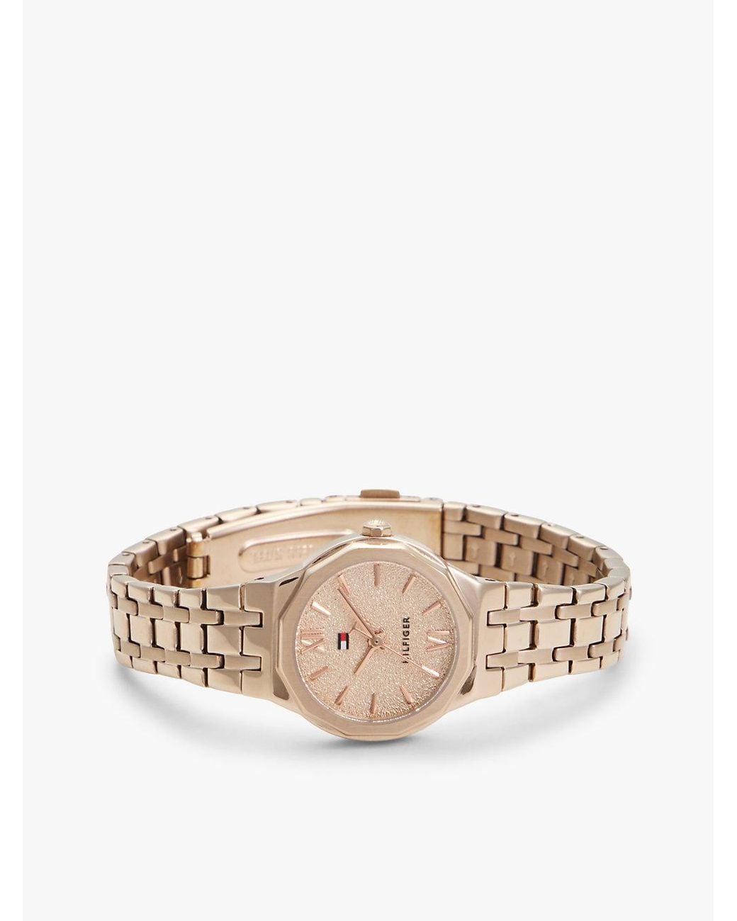 Tommy Hilfiger Natural Carnation-Plated Frosted Dial Chain-Link Watch