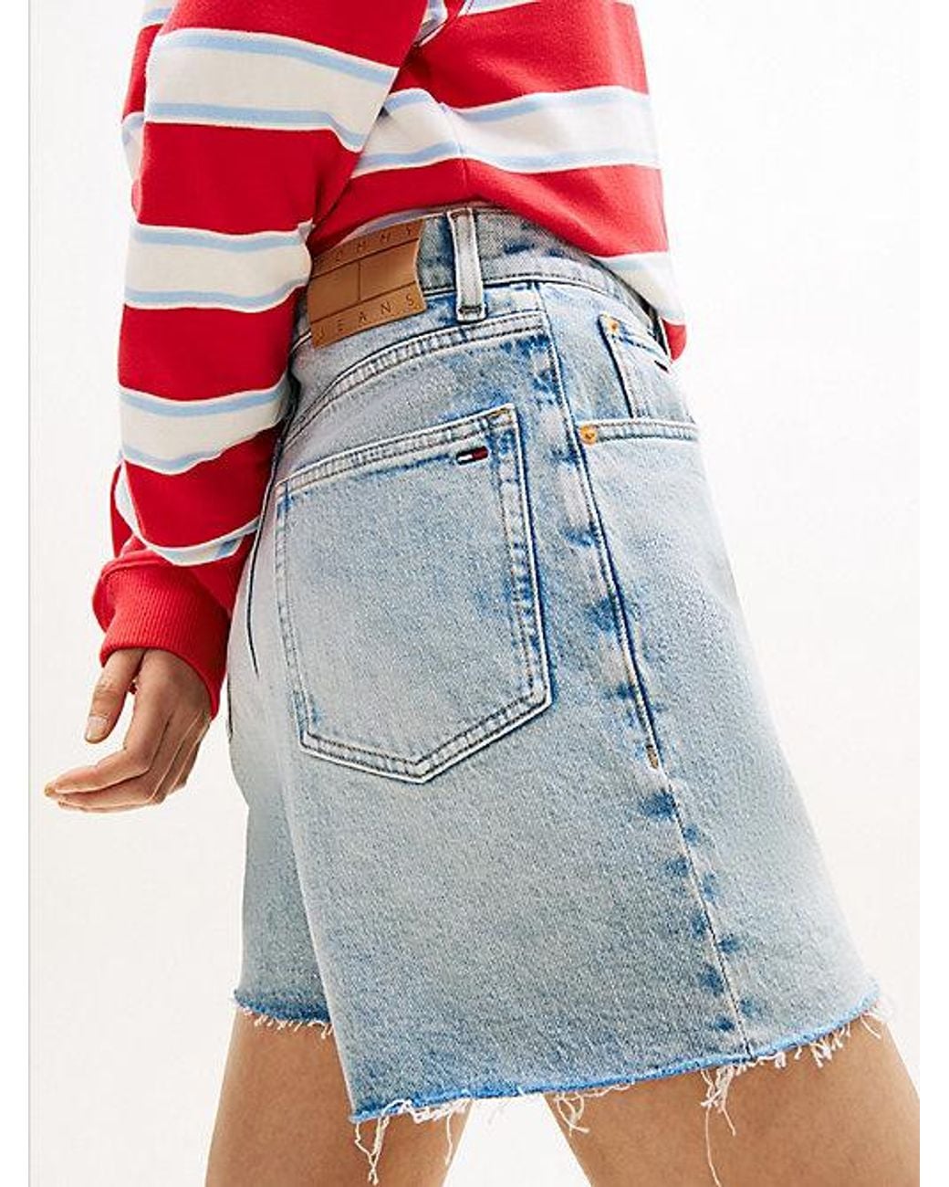 Tommy Hilfiger Red Faded Straight Leg Mom Denim Shorts