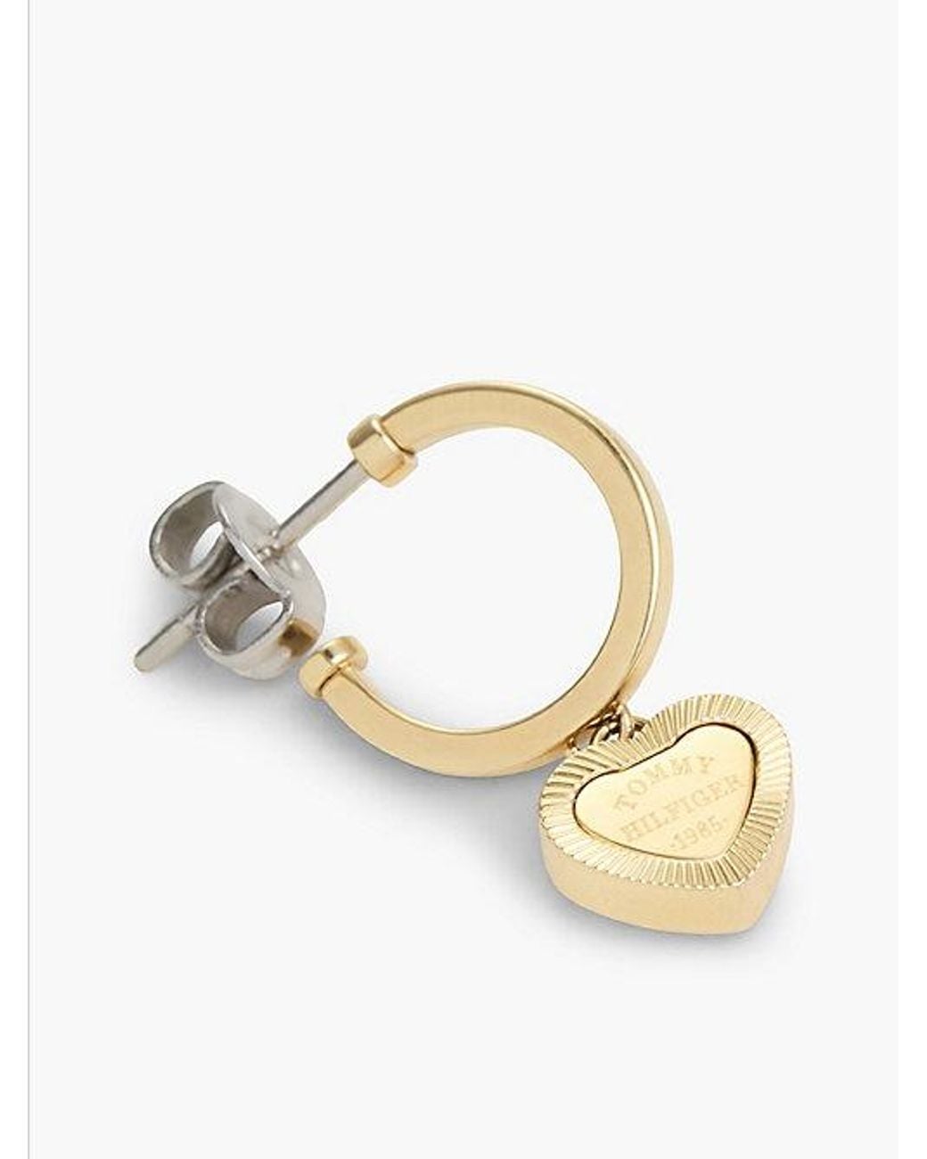 Tommy Hilfiger Yellow Plated Heart Charm Hoop Earrings
