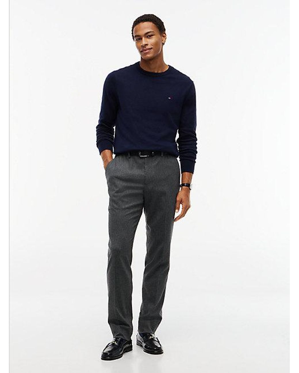 Tommy Hilfiger Black Tech Houndstooth Trousers With Wool for men
