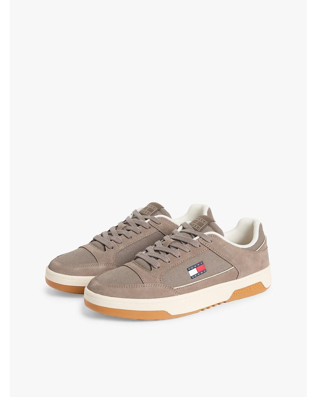 Tommy Hilfiger White Canvas Leather Cupsole Trainers for men