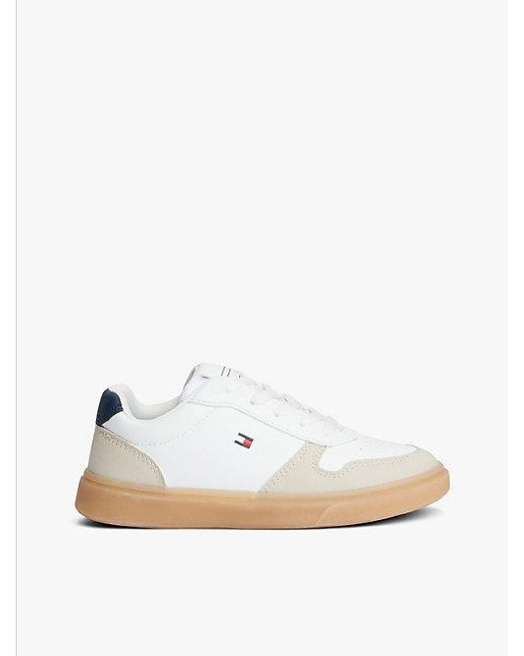 Tommy Hilfiger White Flag Mixed Texture Trainers