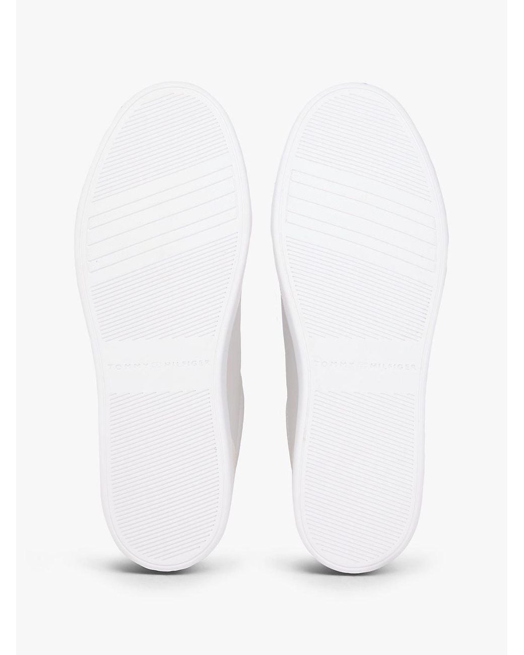 Tommy Hilfiger White Leather Mixed Texture Cupsole Trainers