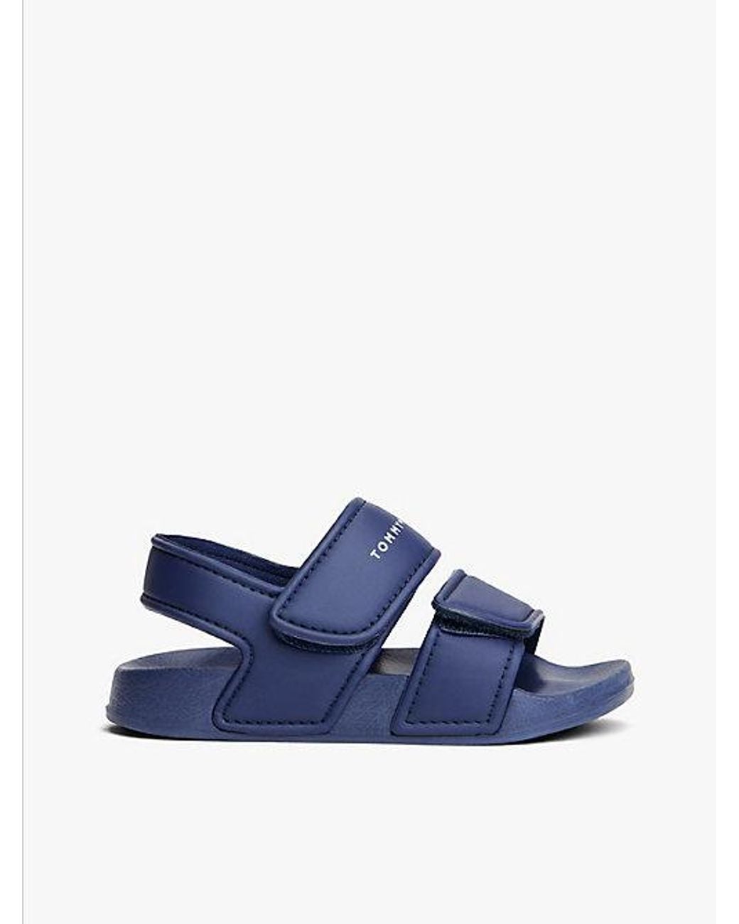 Tommy Hilfiger Blue Logo Double Hook And Loop Sandals