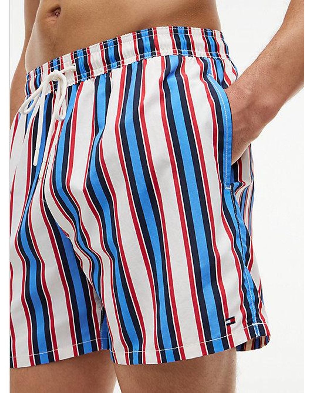 Tommy Hilfiger Blue Essential Print Mid Length Swim Shorts for men