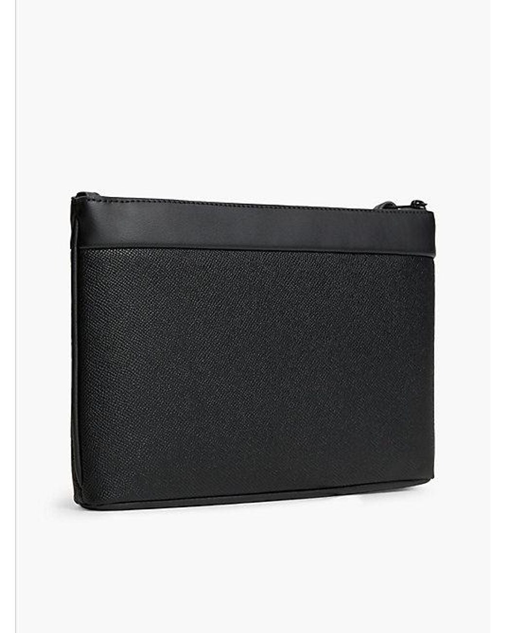 Tommy Hilfiger Black Modern Textured Flag Pouch for men