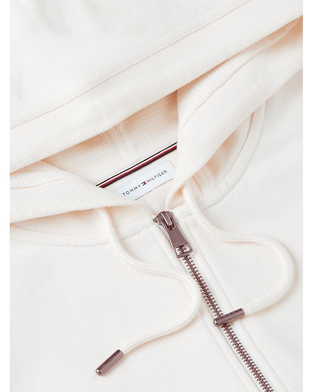 Tommy Hilfiger White Flag Embroidery French Terry Zip-Thru Hoody for men