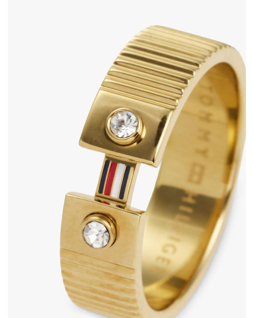 Tommy Hilfiger Metallic Plated Stainless Steel Stripe Ring