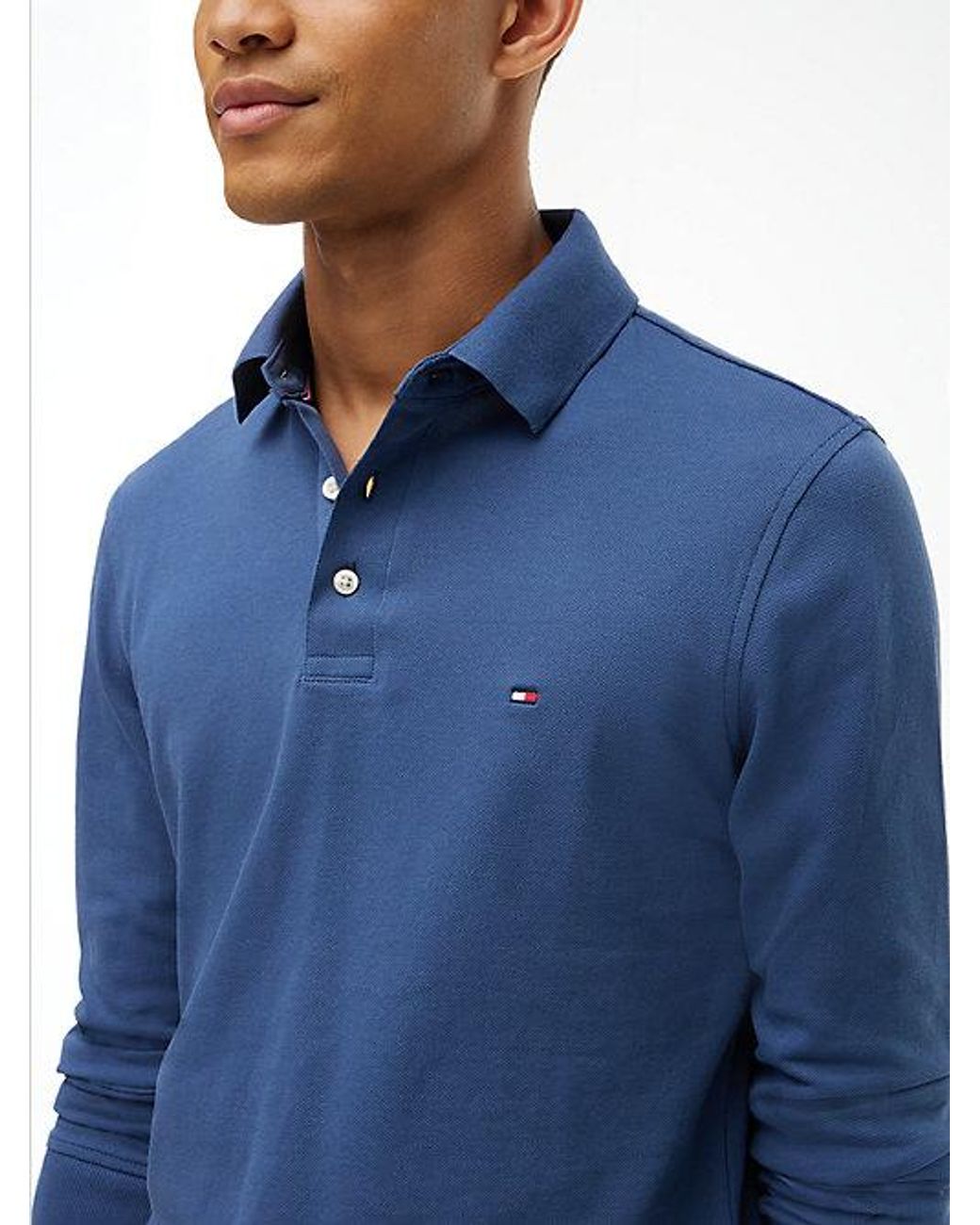 Tommy Hilfiger Blue 1985 Slim Fit Long Sleeve Polo Shirt for men