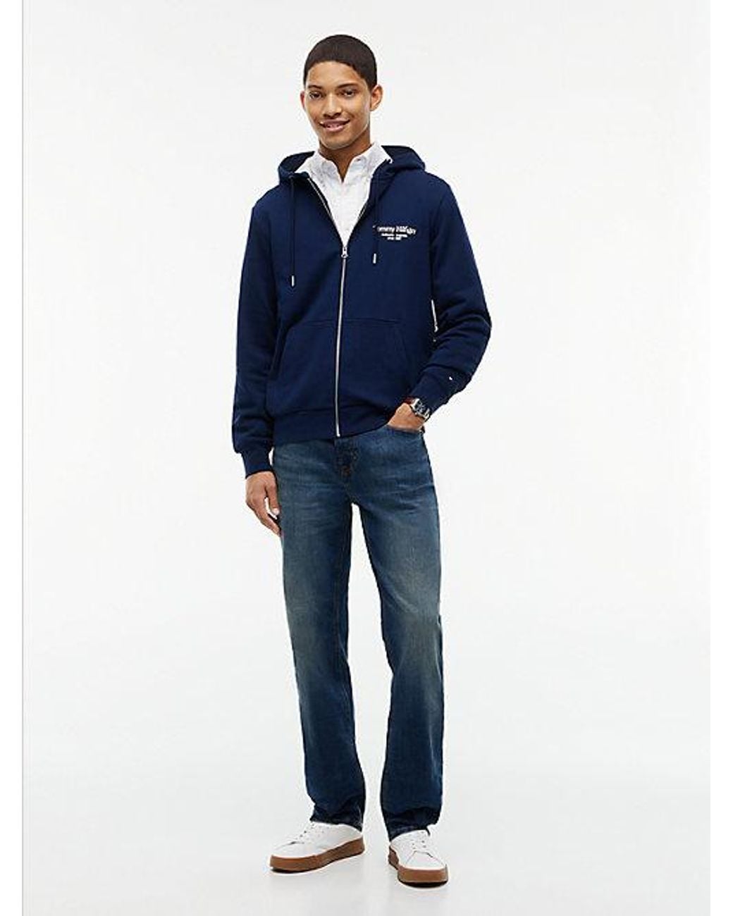 Tommy Hilfiger Blue Back Graphic Terry Zip Thru Hoody for men