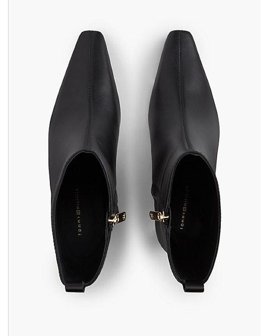 Tommy Hilfiger Black Kitten Heel Leather Ankle Boots