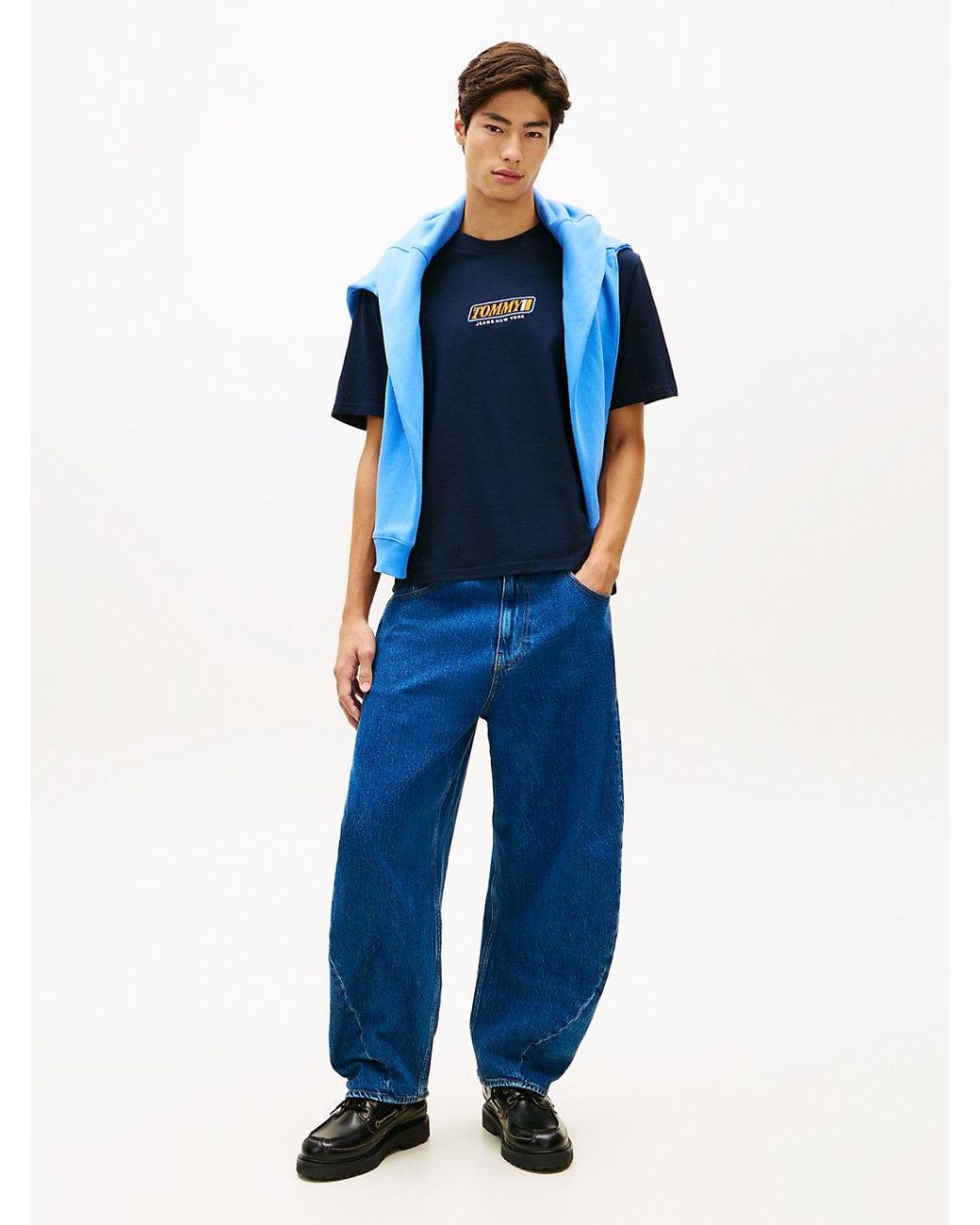 Tommy Hilfiger Blue 90S Logo Embroidery Jersey T-Shirt for men