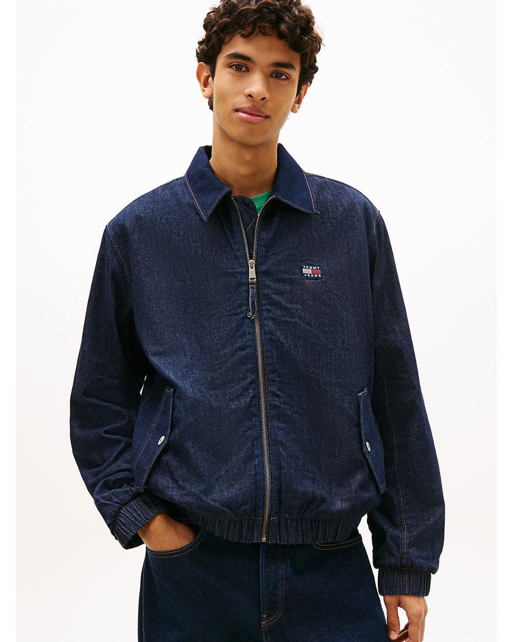 Tommy Hilfiger Blue Chambray Denim Harrington Jacket for men