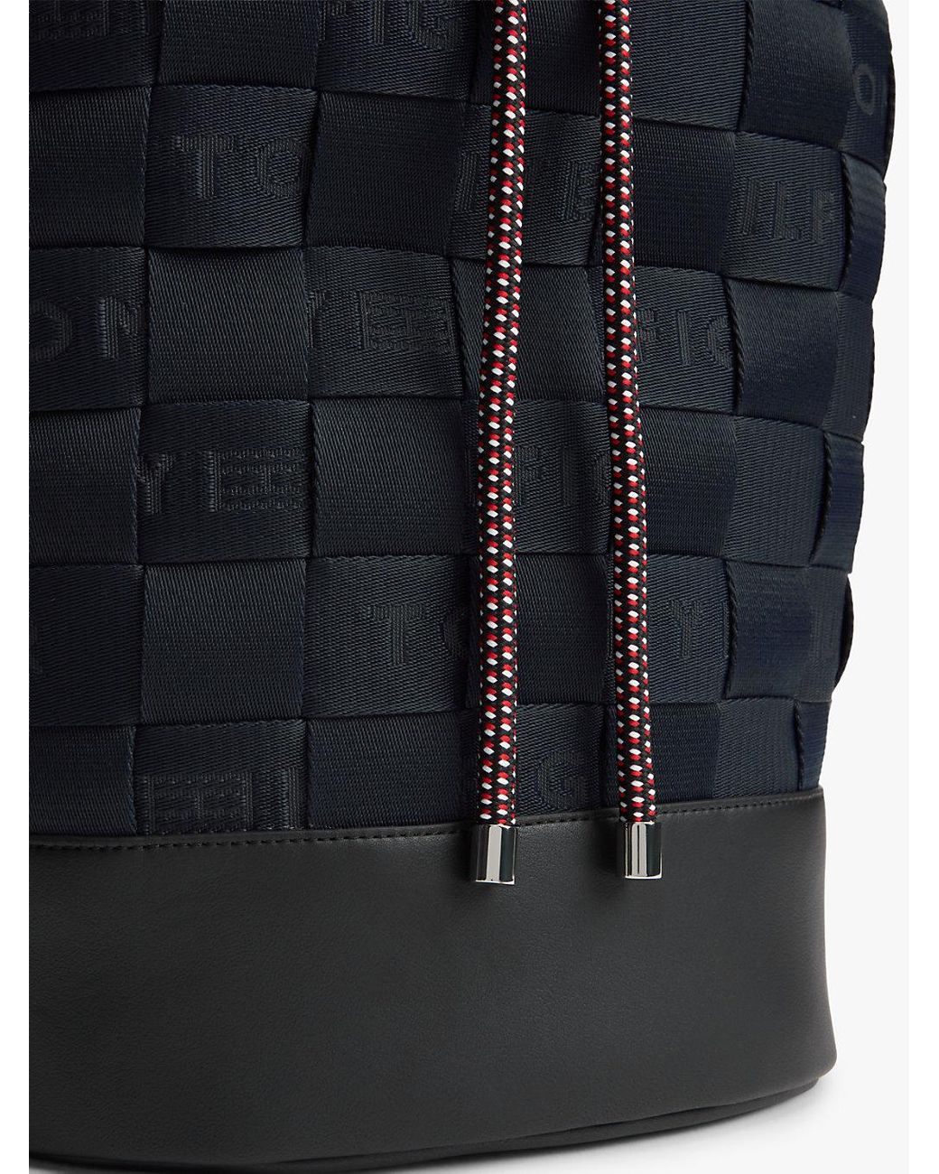 Tommy Hilfiger Blue Woven Jacquard Beach Sling Bag for men