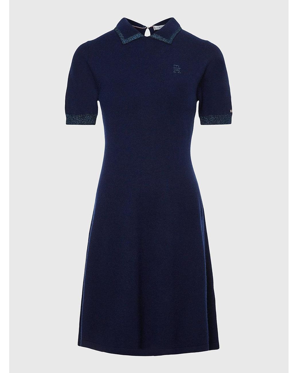 Tommy Hilfiger Wool Cashmere Slim Fit Polo Dress in Blue | Lyst UK