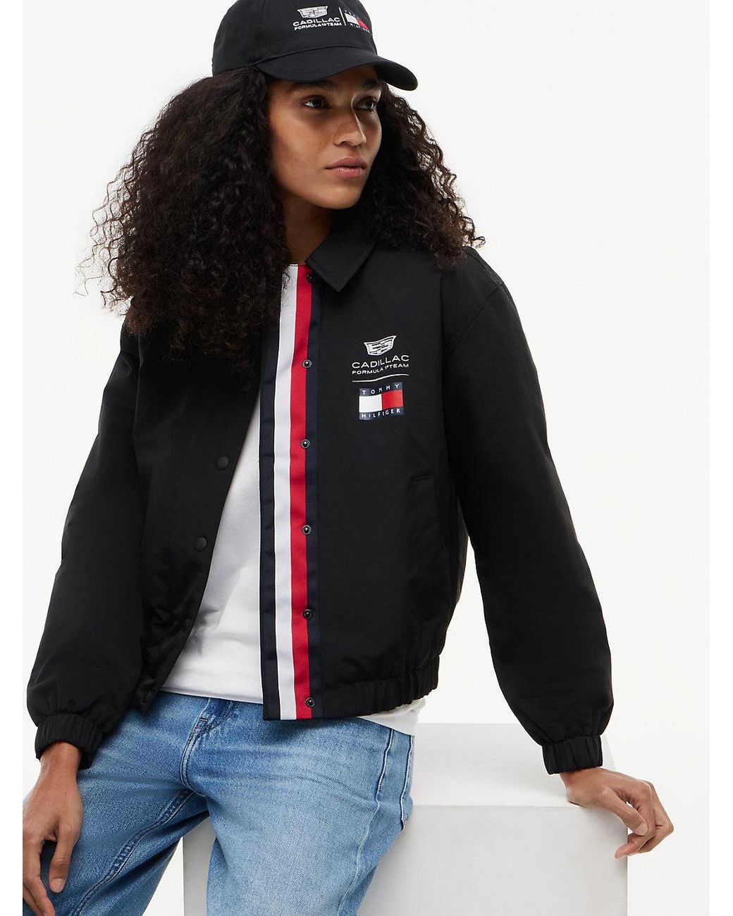 Tommy Hilfiger Blue Th X Cadillac Formula 1 Team Logo Coach Jacket