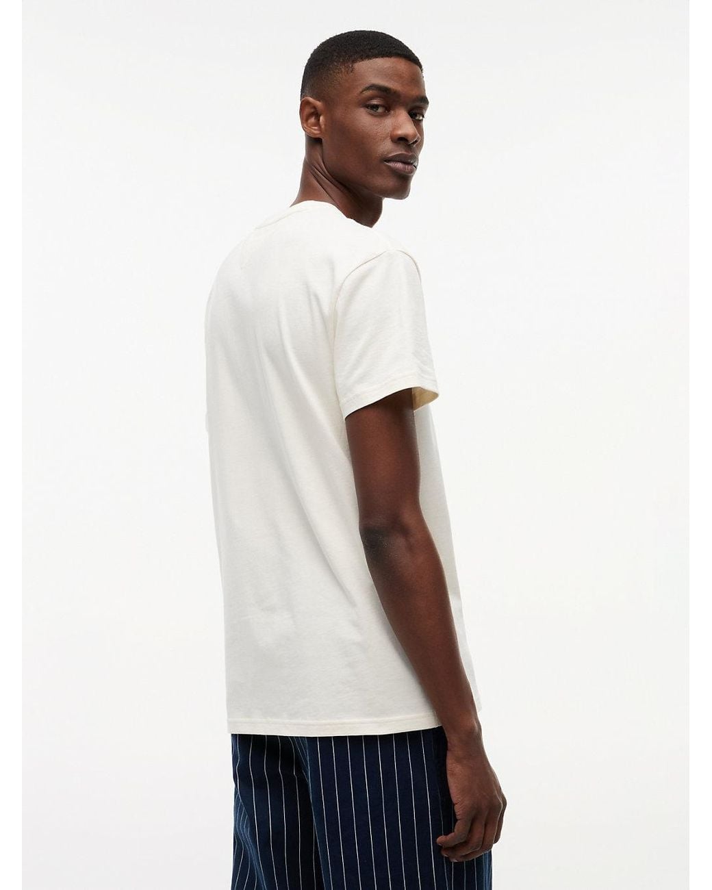 Tommy Hilfiger White Flag Badge Crew Neck T-Shirt for men